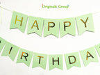 Originals Group Mint Green Gold Foiled Star Happy Birthday Bunting Banner for Party Decorations - Originalsgroup