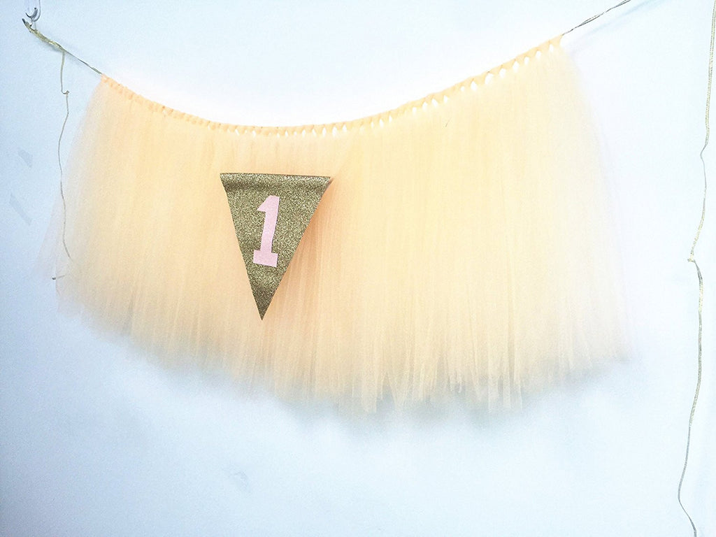 Originals Group 1st Birthday Peach Tutu for High Chair Decoration for Party Supplies - Originalsgroup