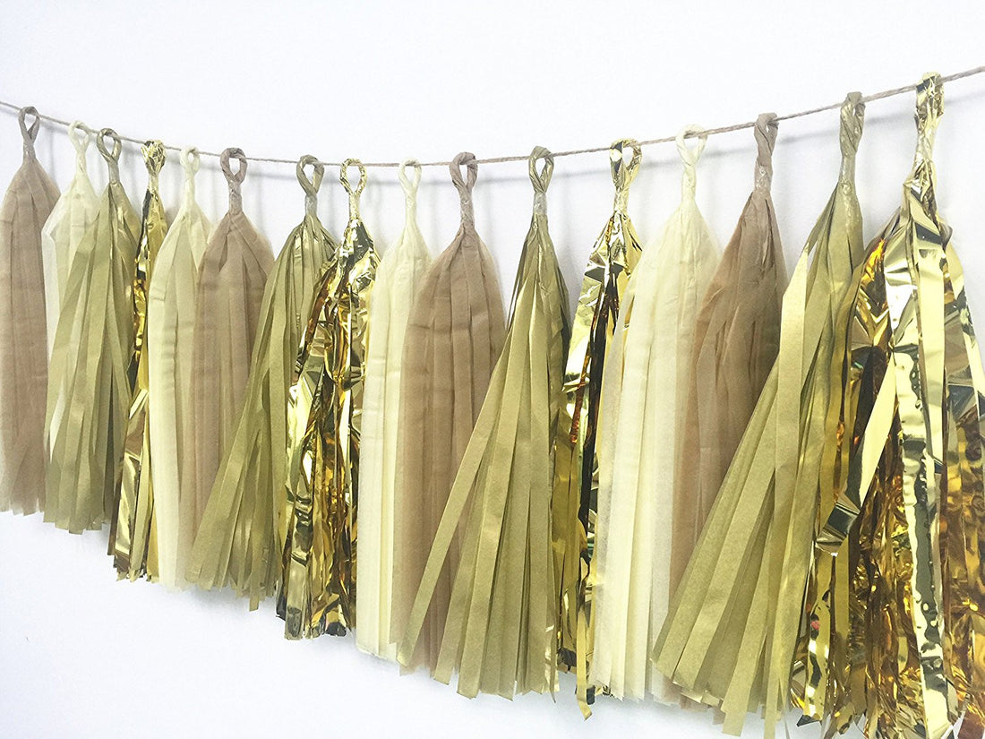 16 X Originals Group Gold Tissue Paper Tassels for Party Wedding Gold Garland Bunting Pom Pom - Originalsgroup