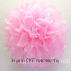 (15pcs) Pink White Mixed Size Tissue Paper Pom Poms Lanterns Decorations - Originalsgroup