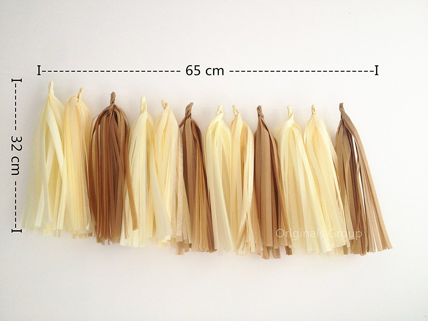 12 X Nude-color Tissue Paper Tassels for Party Wedding Gold Garland Bunting Pom Pom - Originalsgroup