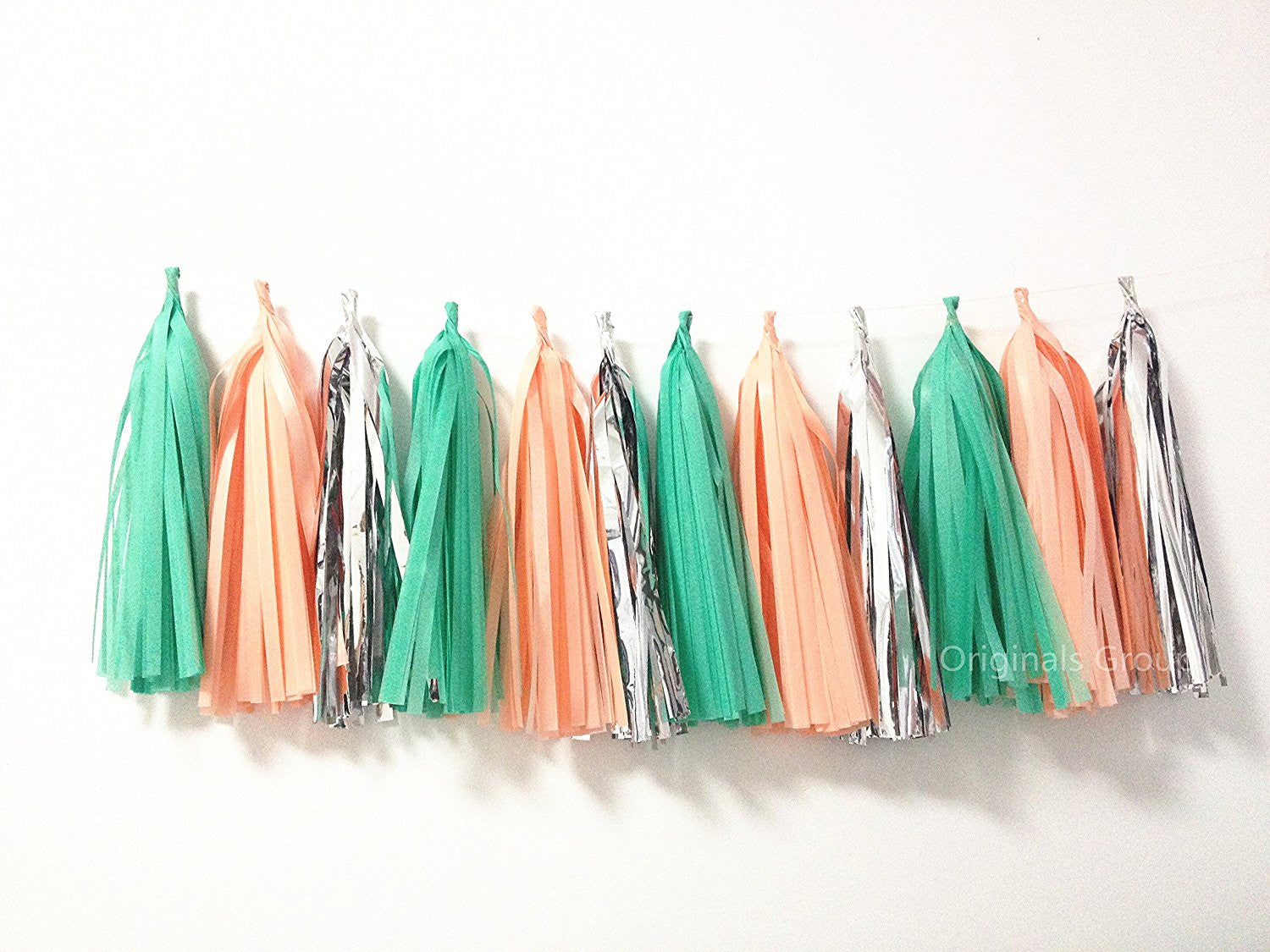 15 X Green Apricot Silver Tissue Paper Tassels for Party Wedding Gold Garland Bunting Pom Pom - Originalsgroup