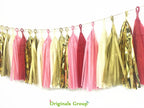 16 X Originals Group Red Coral Gold Apricot Tissue Paper Tassels for Party Wedding Gold Garland Bunting Pom Pom - Originalsgroup
