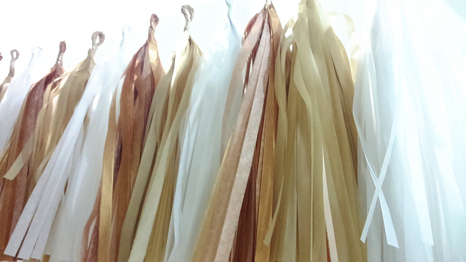 (Tassels Ship Assembled and Ready to Hang) 12 X Camel Tissue Paper Tassels for Party Wedding Gold Garland Bunting Pom Pom - Originalsgroup