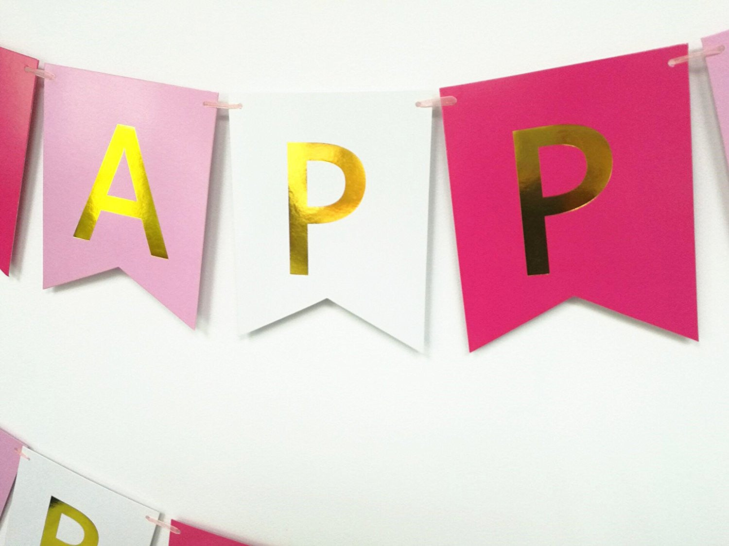 Originals Group Pink Gold Foiled Star Happy Birthday Bunting Banner for Party Decorations - Originalsgroup
