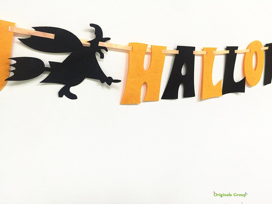 5 feet Halloween Garlands for Party Event Decorations Orange Black Garland Bunting Pom Pom - Originalsgroup