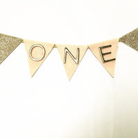 Baby First Birthday "ONE" Cake Bunting Banner Topper for Sparkle Party Birthday Cake - Originalsgroup