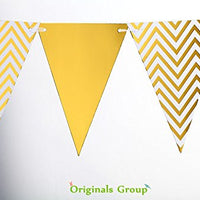 Originals Group Gold Foiled 9 feet Triangle Flag Banner Bunting for Party Nursery Decorations - Originalsgroup