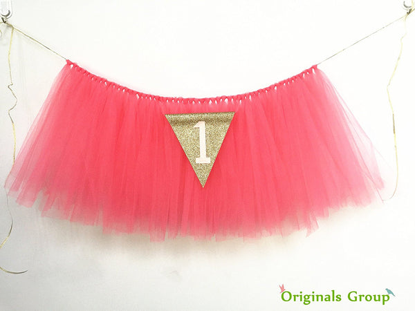 Originals Group 1st Birthday Watermelon pink Tutu for High Chair Decoration for Party Supplies - Originalsgroup