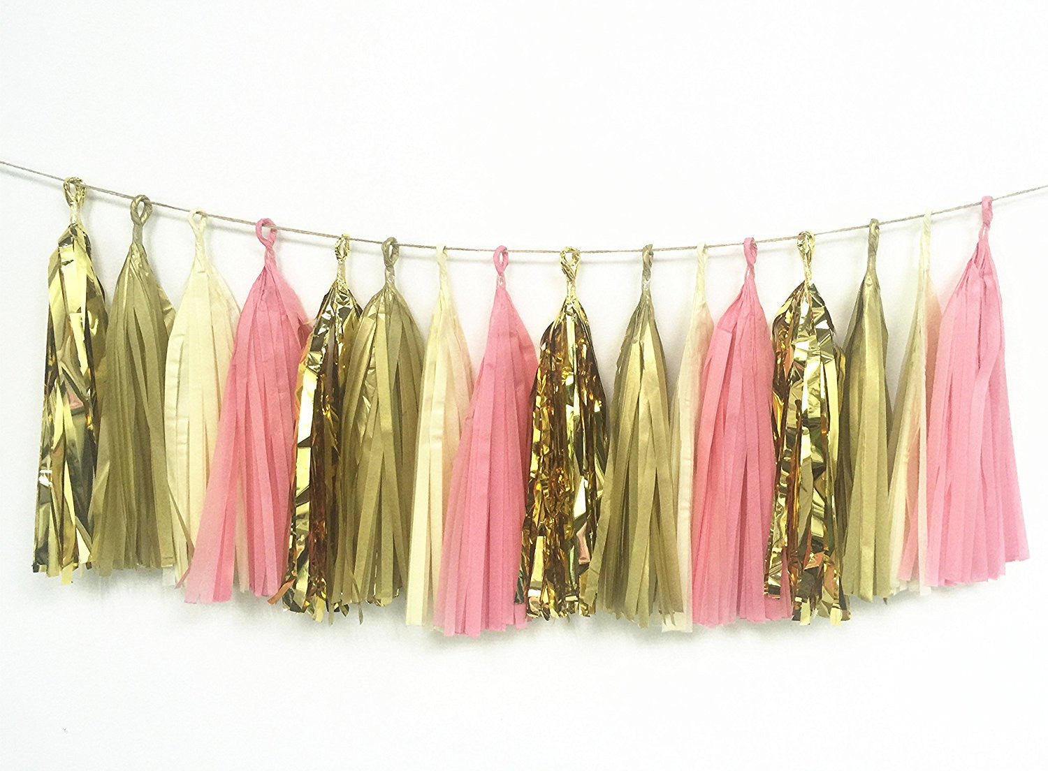 16 X Originals Group Coral Gold Apricot Tissue Paper Tassels for Party Wedding Gold Garland Bunting Pom Pom - Originalsgroup