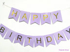 Originals Group Lavender Gold Foiled Star Happy Birthday Bunting Banner for Party Decorations - Originalsgroup