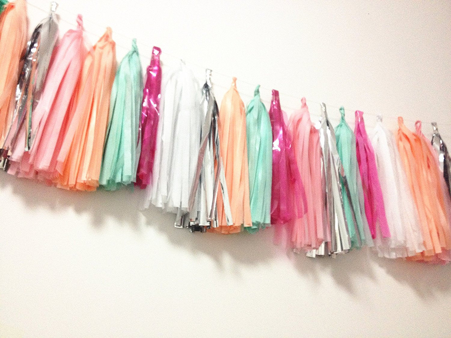24 PCS Rainbow Tissue Paper Tassels for Party Wedding Gold Garland Bunting Pom Pom - Originalsgroup