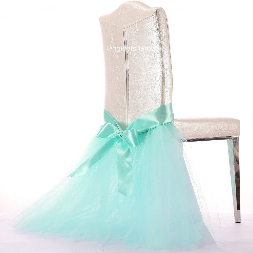 Originals Group Tulle Chair Tutu Skirt with Sash Bow Chair Covers for Wedding, Party Supplies Decor - Originalsgroup