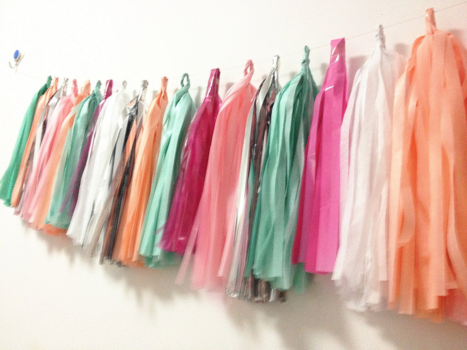 24 PCS Rainbow Tissue Paper Tassels for Party Wedding Gold Garland Bunting Pom Pom - Originalsgroup