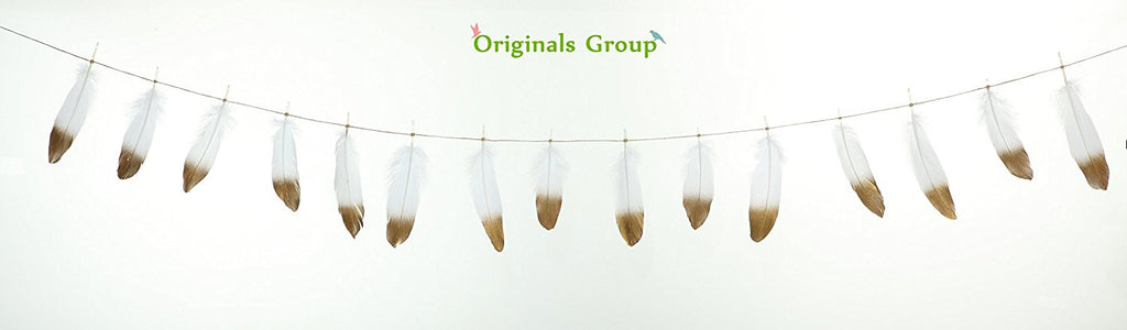 Gold feather garland for party wedings baby shower events decorations (White+Gold) - Originalsgroup