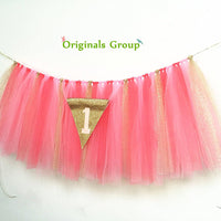 Originals Group 1st Birthday Pink Gold Tutu for High Chair Decoration for Party Supplies - Originalsgroup