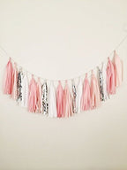 (Already Assembled and Ready to Hang) 16 X Tissue Paper Tassels Garland for Party Wedding Gold Bunting Pom Pom by Originals Group (Black-Red-White) - Originalsgroup
