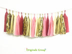 16 X Originals Group Red Coral Gold Apricot Tissue Paper Tassels for Party Wedding Gold Garland Bunting Pom Pom - Originalsgroup