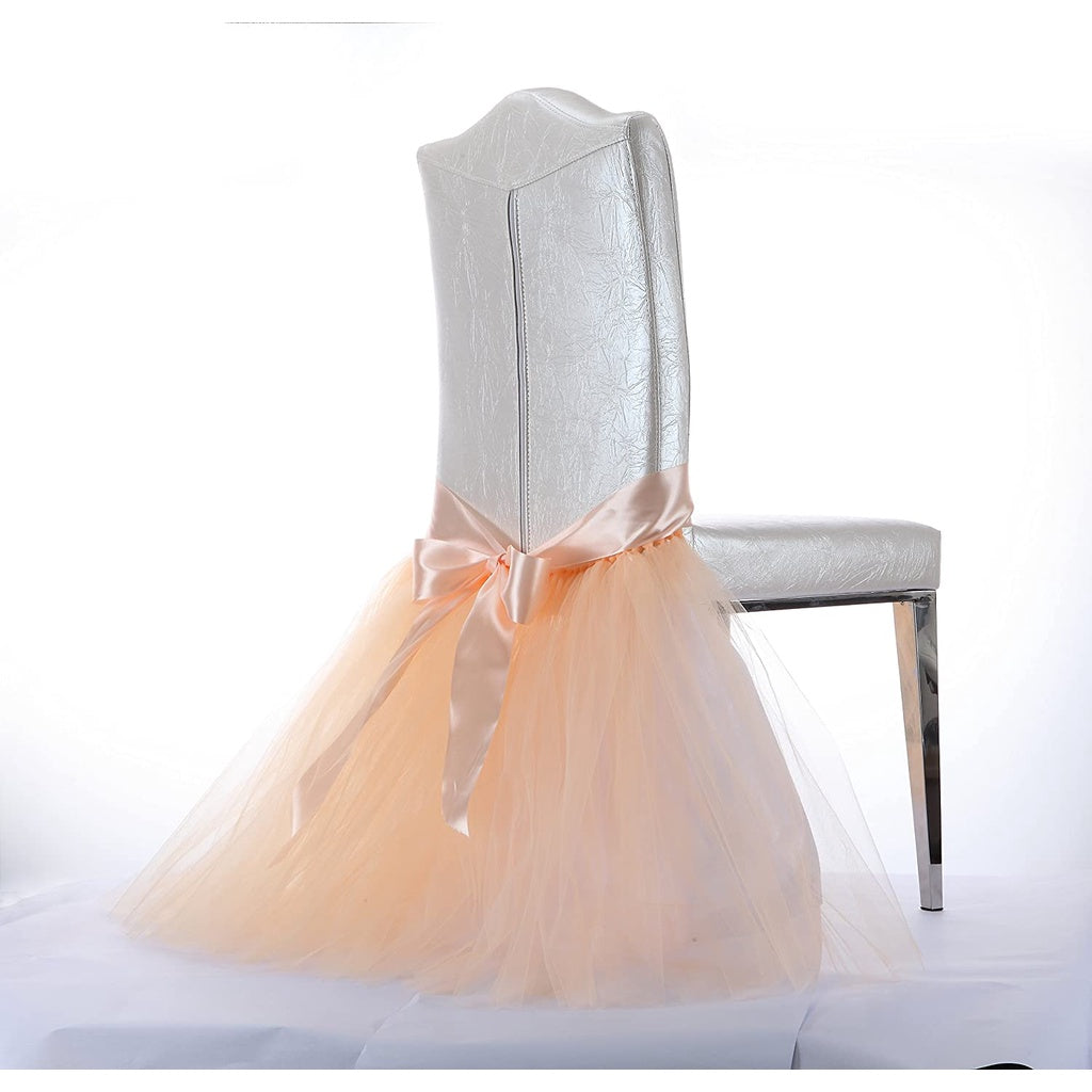 Originals Group Tulle Chair Tutu Skirt with Sash Bow Chair Covers for Wedding, Party Supplies Decor - Originalsgroup