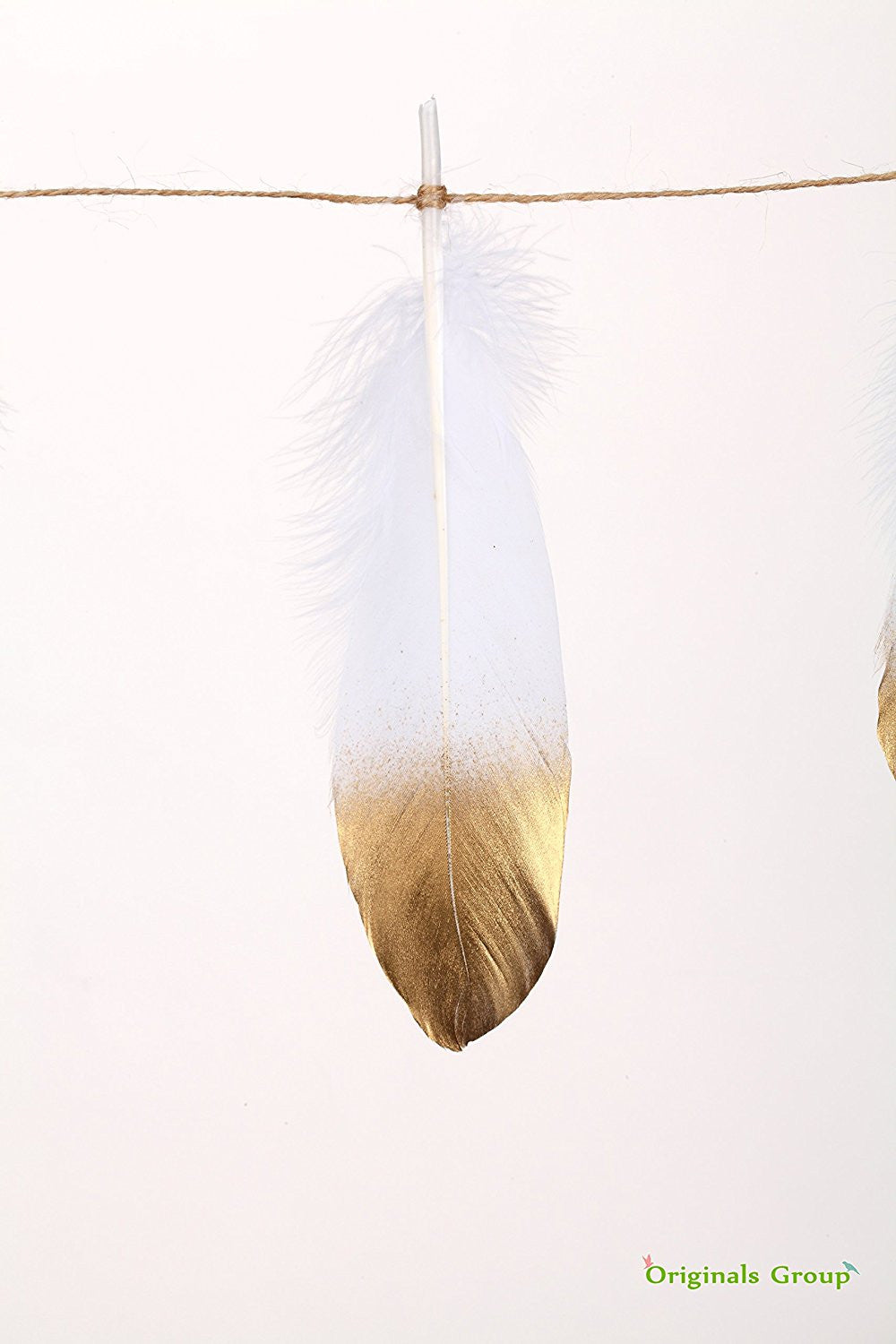 Gold feather garland for party wedings baby shower events decorations (White+Gold) - Originalsgroup