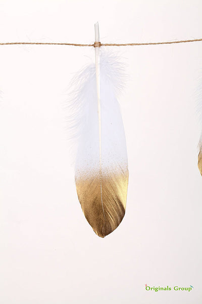 Gold feather garland for party wedings baby shower events decorations (White+Gold) - Originalsgroup
