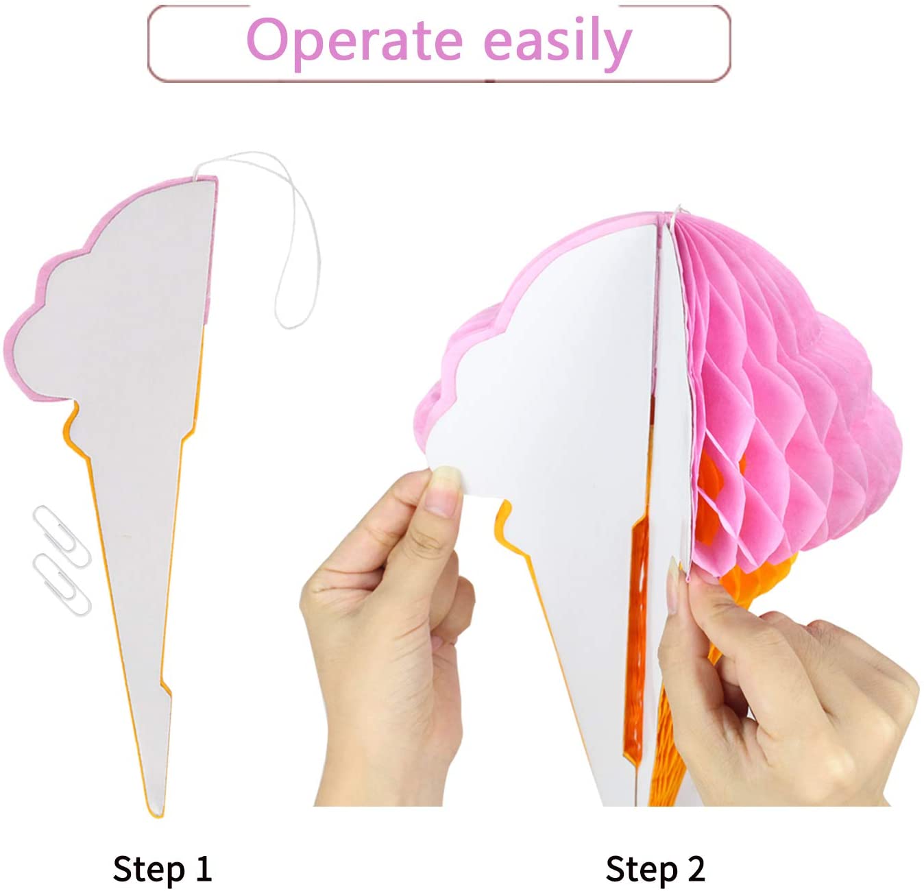 5pcs/set Ice Cream Shape Tissue Paper Hanging Honeycomb Balls Lanterns Poms Wedding Birthday Party Home Decoration Paper Balls - Originalsgroup