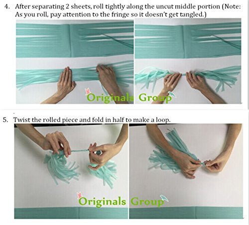 24 PCS Shinny Tissue Paper Tassels for Party Wedding Gold Garland Bunting Pom Pom - Originalsgroup