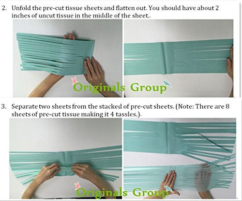 12 X Originals Group Mint Tissue Paper Tassels Garland Bunting Pom Pom for Party Wedding Gold - Originalsgroup