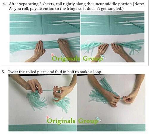 16 X Originals Group Mint Pink Gold Apricot Tissue Paper Tassels for Party Wedding Gold Garland Bunting Pom Pom - Originalsgroup