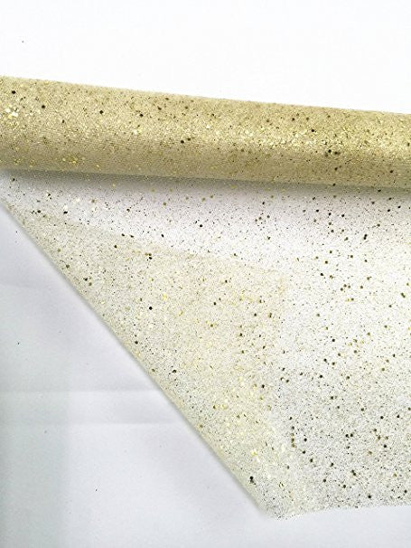 Colored Champagne Gold Coral Pink Sparkling Tulle Roll 19" X 5yd - Fabric by Originals Group (Gold) - Originalsgroup