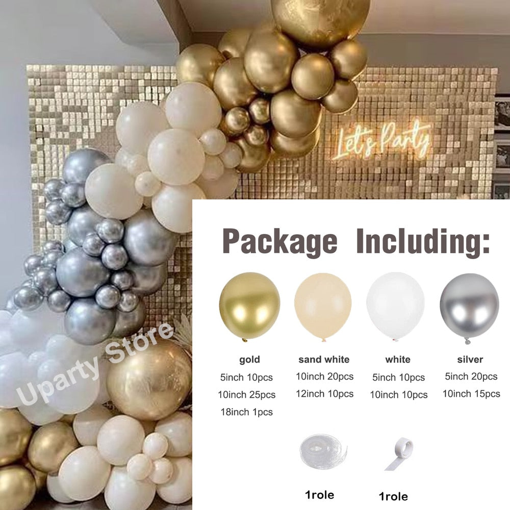1 Set Khaki Sand White Balloons Arch Garland Kit Retro Coffee Brown White Sand Balloons Birthday Party Decorations Baby Shower - Originalsgroup