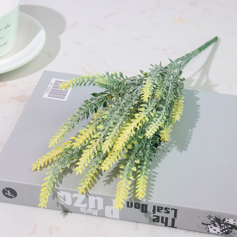 Artificial Flowers Flocked Plastic Lavender Bundle Fake Plants Wedding Bridle Bouquet Indoor Outdoor Home Kitchen Office Table - Originalsgroup