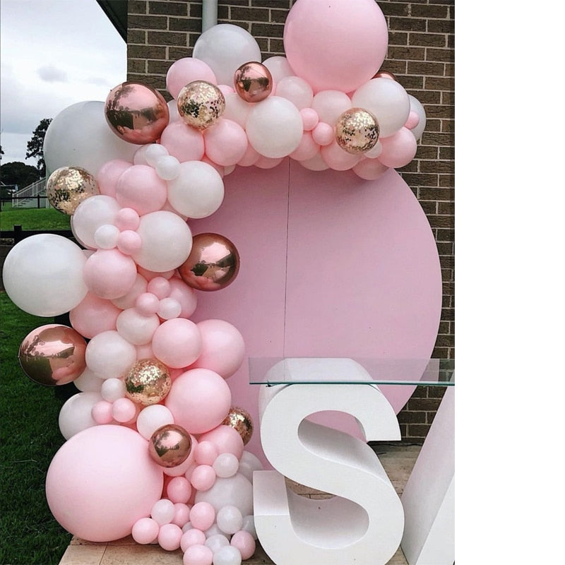 115pcs Balloon Arch Garland Rose Gold Chorme Metallic Balloons Pink Globos Happy Birthday Party Decorations Wedding Baby shower - Originalsgroup