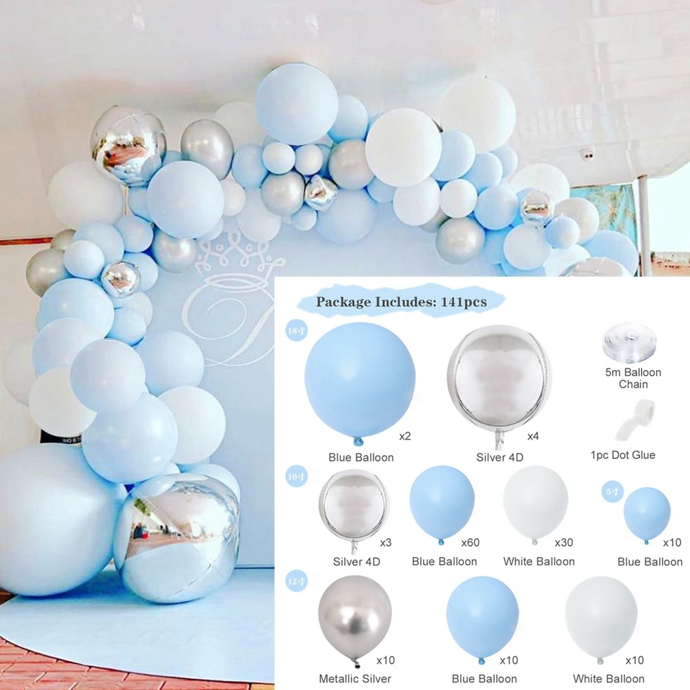 Blue Macaron Balloon Garland Arch Kit Birthday Party Decor Foil Latex Ballon Wedding Birthday Party Baby Shower Kids Baloon - Originalsgroup