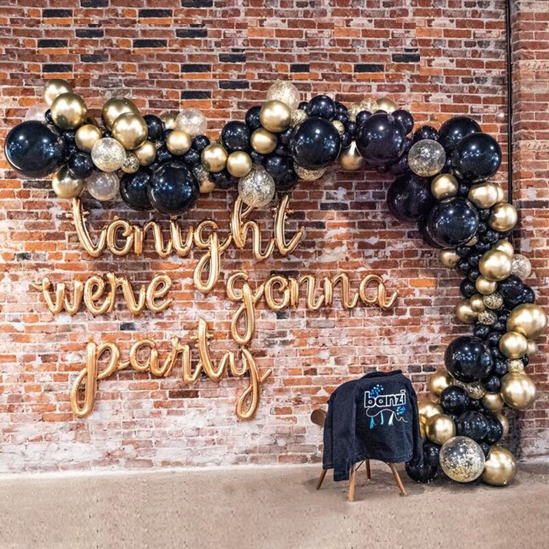 130pcs Black&Gold Latex Balloon Garland Arch Kit Chrome Gold Confetti black Arch Garland Banner New Years Eve Party Decoration - Originalsgroup