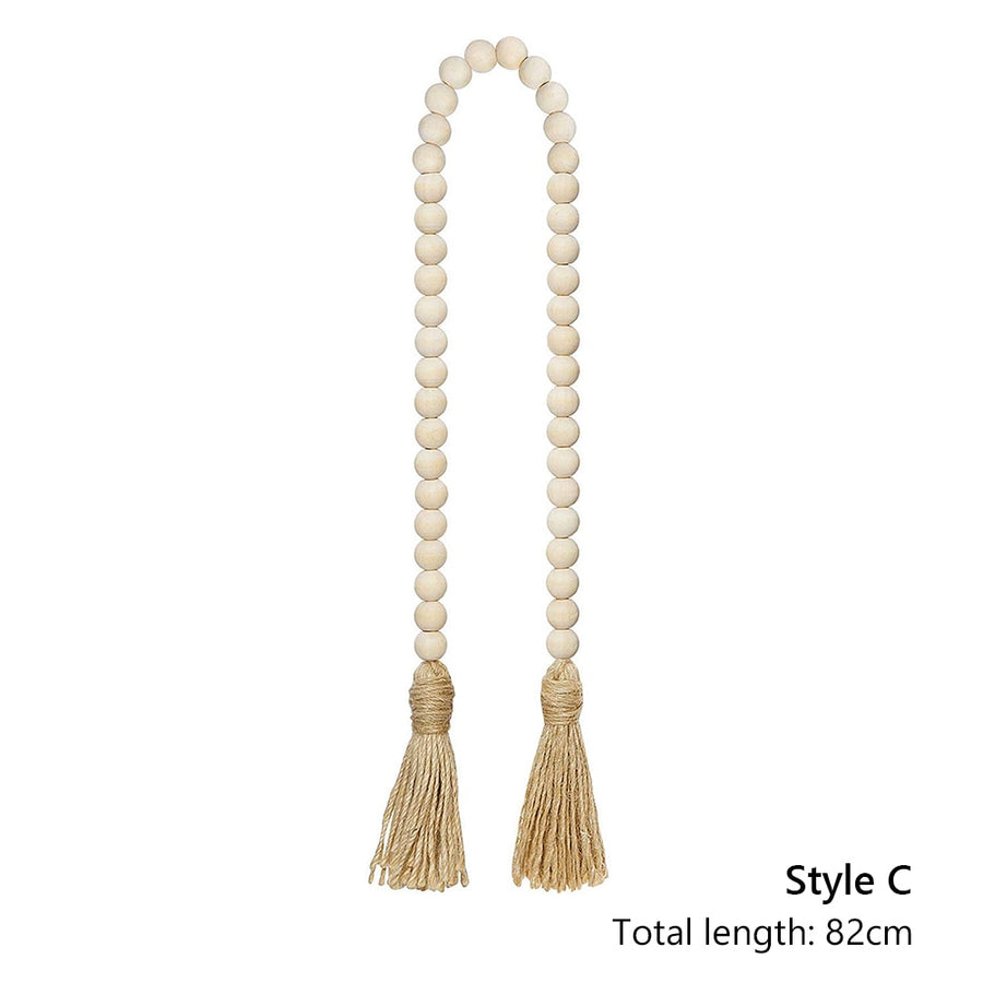DIY Wooden Home Decoration Handmade Garland With Jute Rustic Tassel Wood Bead Garlands For Rattan Macrame Wall Hanging Boho Gift - Originalsgroup