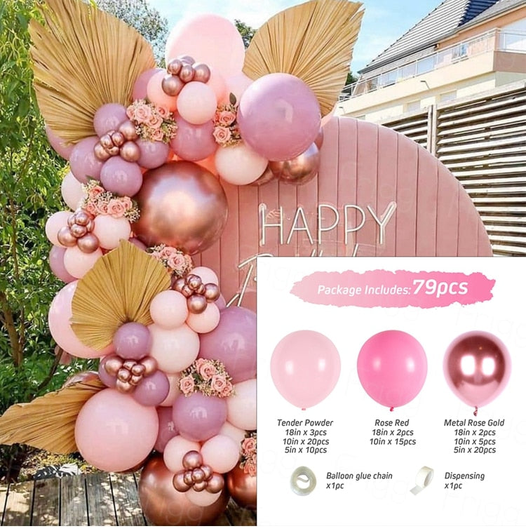 Macaron Pink Balloon Garland Arch Kit Wedding Birthday Party Decoration Kids Globos Rose Gold Confetti Latex Ballon Baby Shower - Originalsgroup