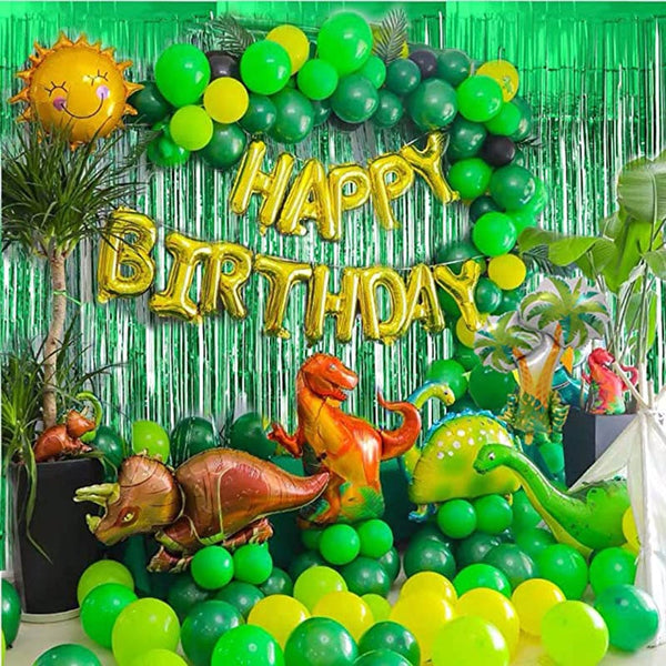 97pcs Dinosaur Birthday Party Decoration Balloons Arch Garland Kit Happy Birthday Balloons foil Curtains dino Themed Party Favor - Originalsgroup