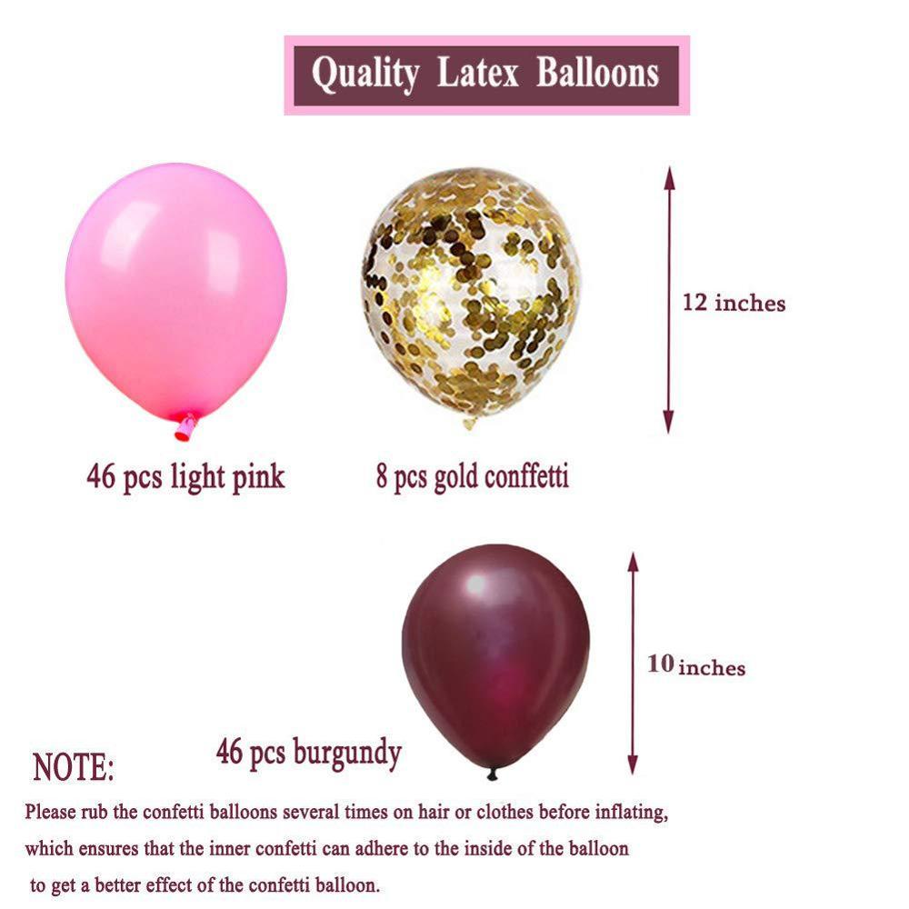 102pcs Pink Burgundy Balloon Arch Garland Kit Golden Confetti Balloons Wedding Hawaiian Party Birthday Ballons Globos Decoration - Originalsgroup
