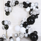 Balloons Garland Arch Kit, 100 PCS Birthday decoration Set with Silver Metallic,White,Black and Confetti Balloons Plus Silver Pa - Originalsgroup