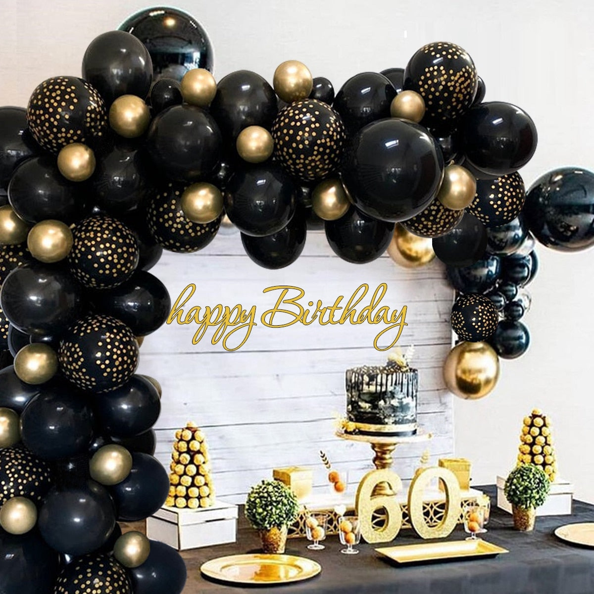 Black Gold Balloon Garland Arch Kit Confetti Latex Balloon 30th 40th 50th Birthday Party Balloons Decorations Adults Baby Shower - Originalsgroup