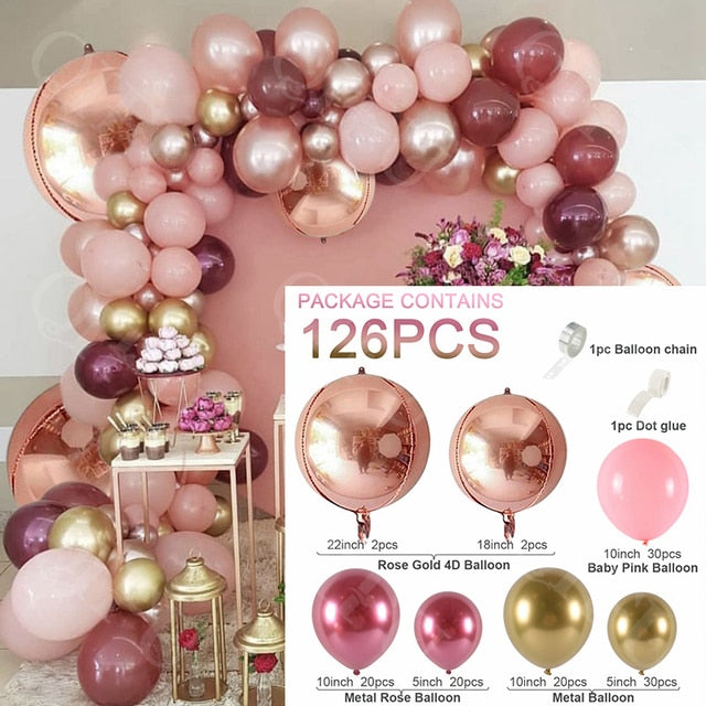 Macaron Pink Balloon Garland Arch Kit Wedding Birthday Party Decoration Kids Globos Rose Gold Confetti Latex Ballon Baby Shower - Originalsgroup