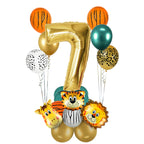18Pcs Jungle Animal Balloons Set Chrome Metallic Latex Balloon 32inch Gold Number Globos Kids Birthday Party Baby Shower Decor - Originalsgroup