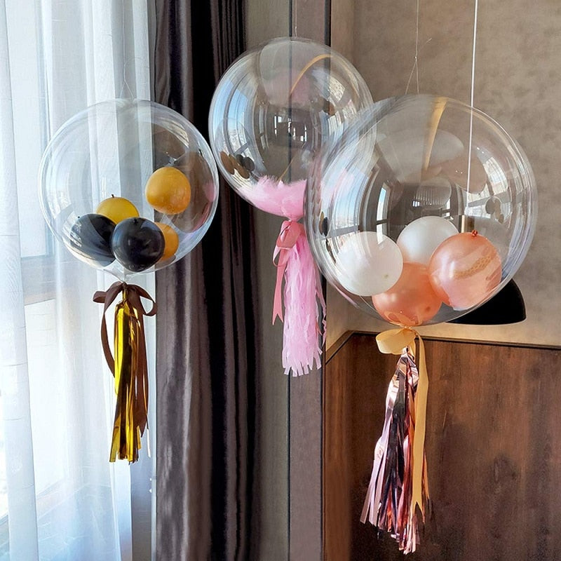 5pcs 18/20/24/36inch Luminous Transparent Bobo Bubble Ballons Christmas Wedding Birthday Party Decorations Clear Helium Balloons - Originalsgroup