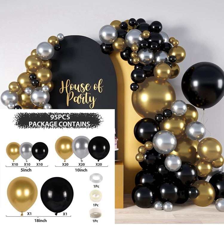 Black Gold Balloon Garland Arch Kit Confetti Latex Balloon 30th 40th 50th Birthday Party Balloons Decorations Adults Baby Shower - Originalsgroup
