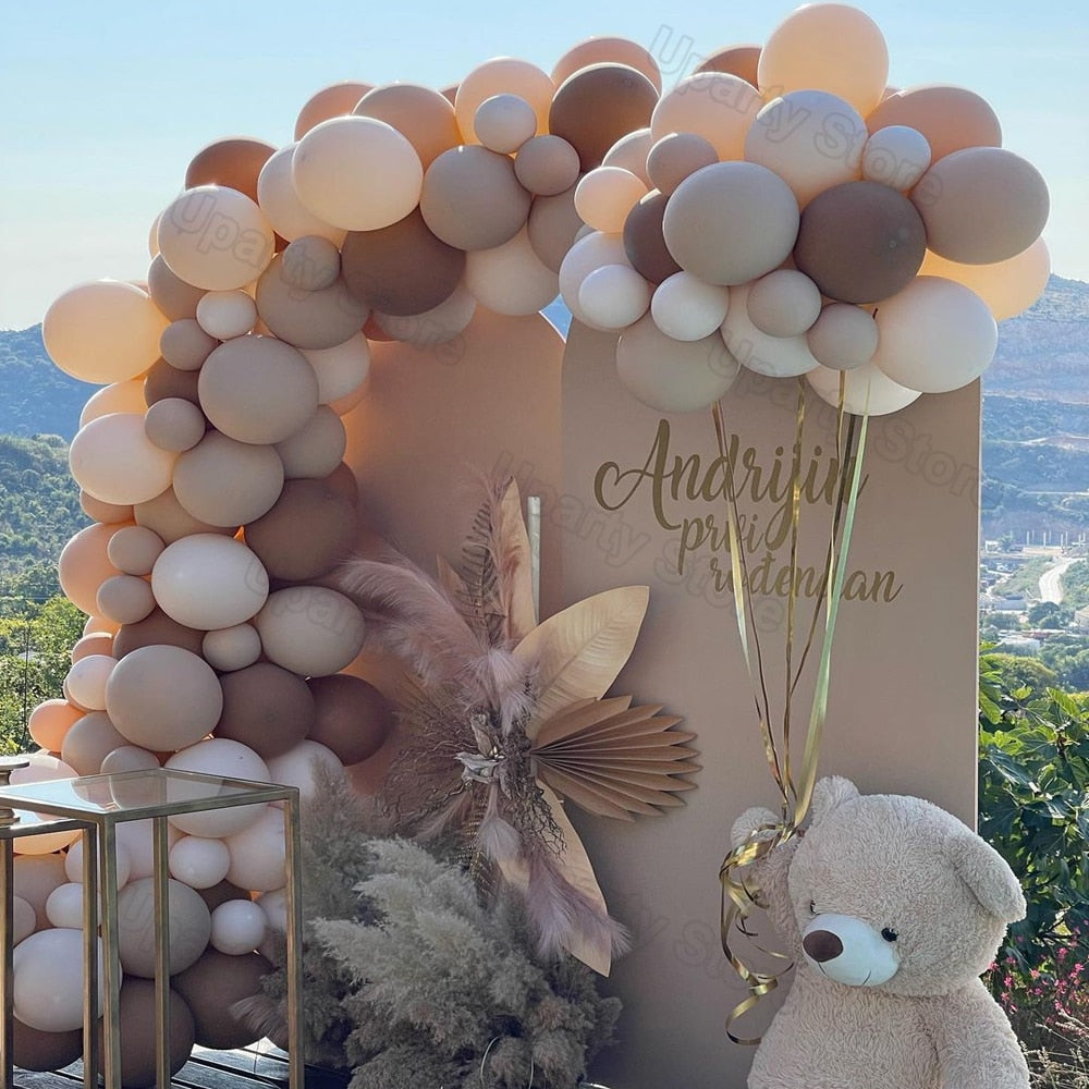 1 Set Khaki Sand White Balloons Arch Garland Kit Retro Coffee Brown White Sand Balloons Birthday Party Decorations Baby Shower - Originalsgroup