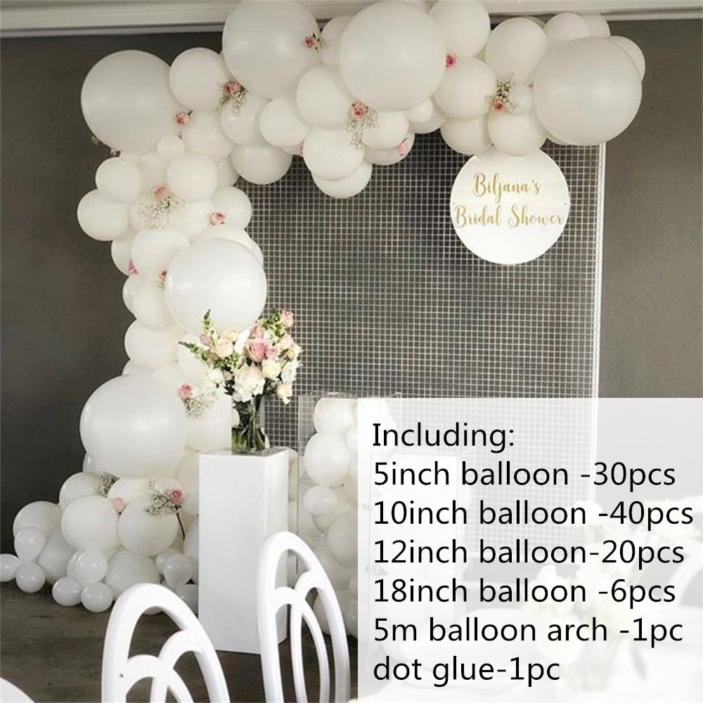 98pcs White Latex Balloons Garland Arch Kit Wedding DIY Blanc Ballon Bridal Shower Baby Birthday Party Decorations Globos - Originalsgroup