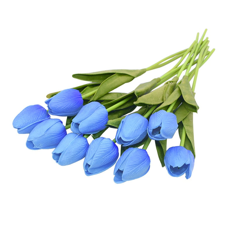 10PCS Tulip Artificial Flower Real Touch Artificial Bouquet PE Fake Flower for Wedding Decoration Flowers Home Garden Decor - Originalsgroup