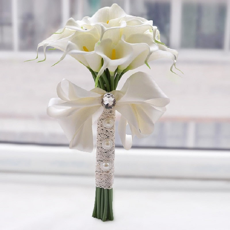 10Pcs High Quality Real Touch Calla Lily Artificial Flowers Calla Lily Bouquet For Wedding Bouquet Bridal Home Flower Decoration - Originalsgroup