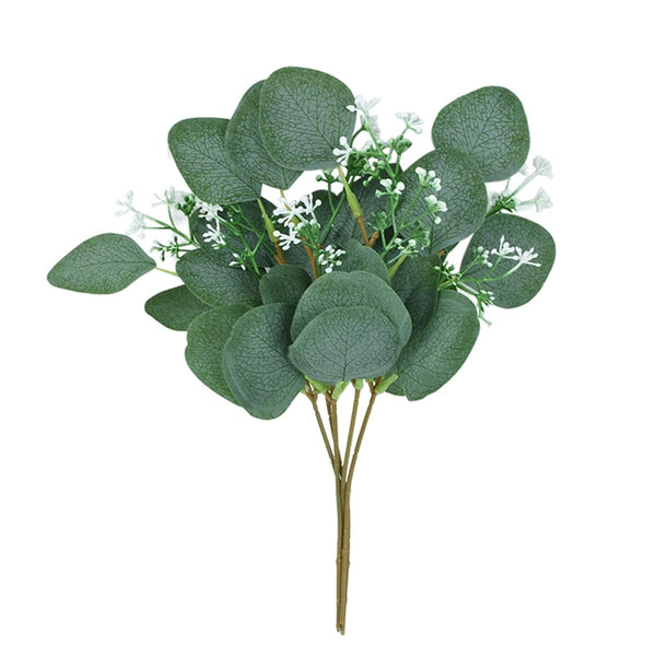 5pcs Artificial Plants Green Eucalyptus Leaves DIY Bridal Bouquet Fake Flowers For Home Garden Party Wedding Flower Decorations - Originalsgroup